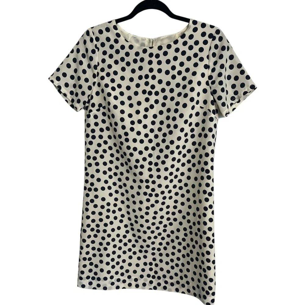 J.Crew Factory Printed Gallery Shift Dress Polka Dot Navy White